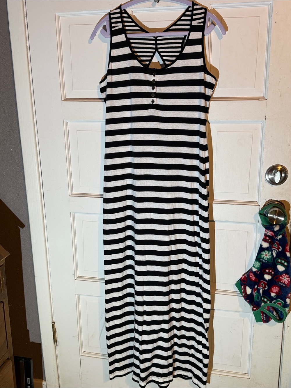 No Boundaries Sleeveless Black & White Striped Maxi Dress